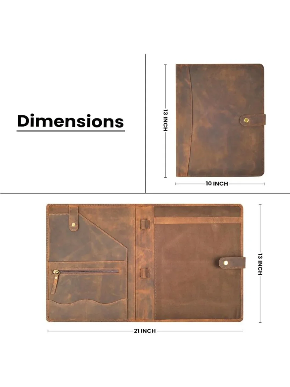 Stylish Leather Resume Portfolio Folder | Professional Padfolio Organizer A4